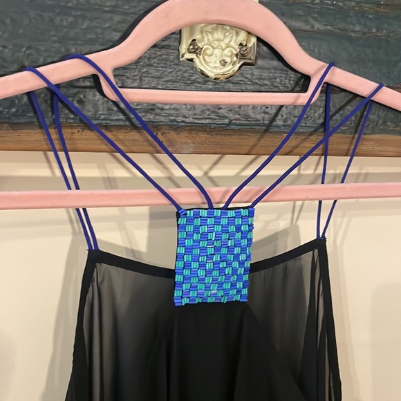 Kazo Black Sheer Double Spaghetti Strap Beaded Back Tank Top Size XXS - Picture 4 of 14